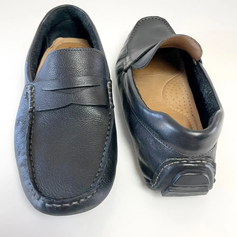 Nordstrom Leather Driving Penny Loafers Mens sz 8 Black Moccasins Mocs Old Money